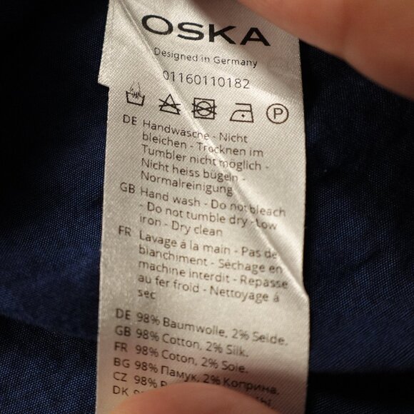 OSKA Jacket Women’s Size 1 Navy Blue Asymmetric Snap Front Minimalist - Picture 12 of 13